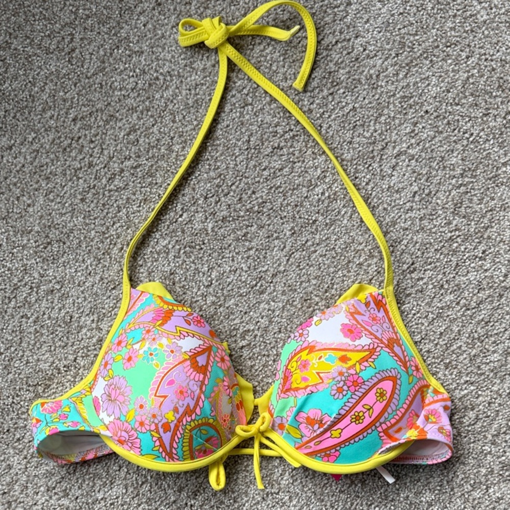 Victoria's Secret Yellow and Pink Bikini Top
